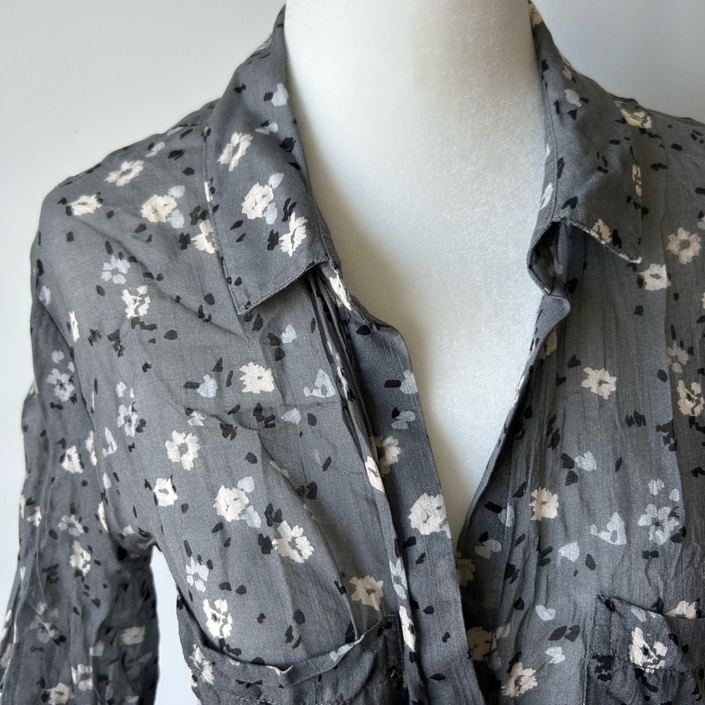 Gray Floral Blouse